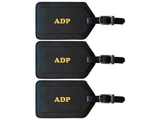 Personalized Monogrammed Leather Luggage Tags - 3 Pack