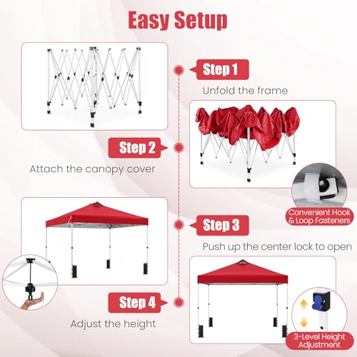 Image of Tangkula 10 x10 Ft Pop Up Canopy with Center Lock