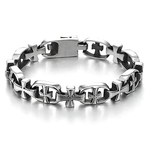 Pulsera de cadena cruzada en acero inoxidable para hombre miniatura 1