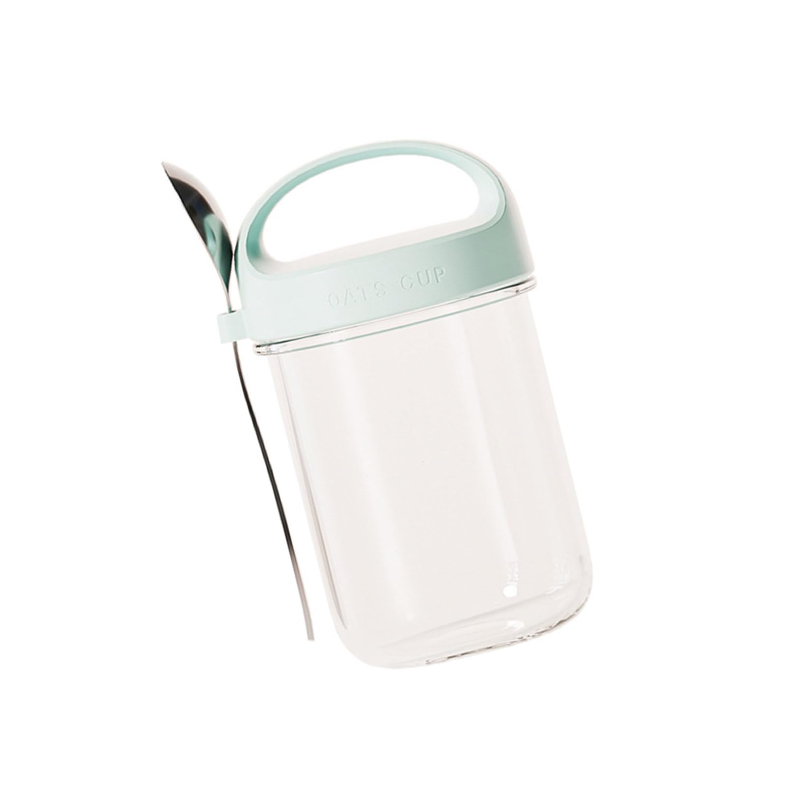 Tsophreniq Friendly Glass Cereal Cup with Measuring Spoon and Lid Oats Container Oatmeal Nut Yogurts Salad Cup Food Storage Container