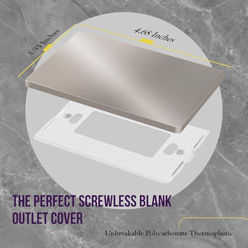 Image of ENERLITES Screwless Blank Wall Plate, Child Safe Blank Device Outlet Cover, Standard Size, 1-Gang 4.68 inch x 2.93 inch, Polycarbonate Thermoplastic, UL Listed, SI8801-NK-5PCS, Glossy, Nickel, 5 Pack