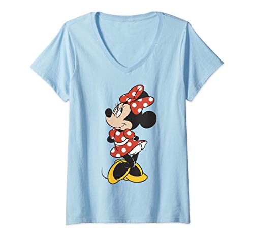 Femme Disney Mickey And Friends Minnie Mouse Traditional Portrait T-Shirt avec Col en V