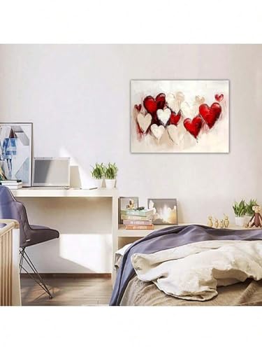 Toile imprimée cœur rouge décoration murale haut rendu coloré salon 50 x 70 cm - 4