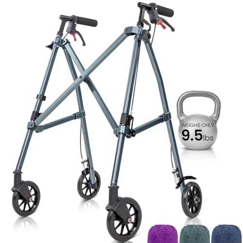 Vive Mobility Lightweight Walker for Seniors - Narrow, Folding Walker w/Wheels for Small & Tight...