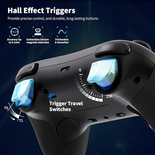 Image of AceGamer Aurora 2.4G Wireless Bluetooth Controller for Windows PC /Switch /Stem /iOS /Android,PC Gamepad Joystick with Hall Effect Joystick, Linear Resonant Actuator, Programmable Back Button (Black)