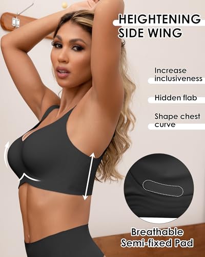 Image of HORISUN Seamless Bras Full Coverage Wireless Push Up Bra for Women No Underwire Comfort V Neck Bralettes with Support