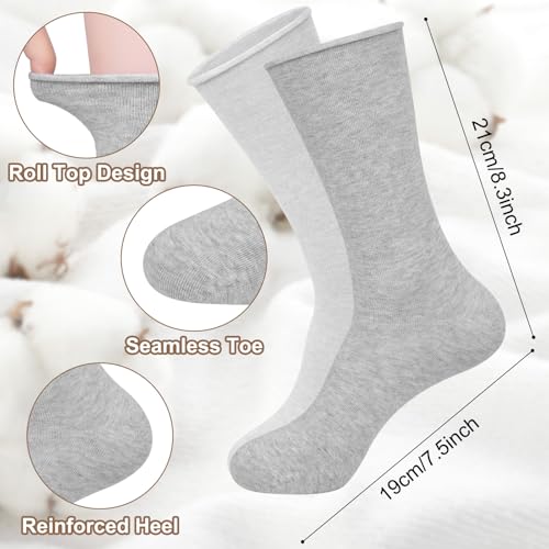 Image of Chalier 5 Pairs Slouchy Socks for Women, Soft Cotton Crew Socks | Breathable Blend, Elastic Cuff, Cute Roll Top, Calf Scrunch Tube, Easy Pull On, Flexible Stretch Motion, Casual Daily Wear