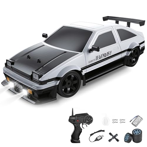 Image of Big Remote Control Car - Silver | 2.4G Rechargeable Remote Control Drift Car with 100m Range | Smoke Effect, LED Lights & Music | High-Speed | Best Gift for Boys & Girls 2 3 4 5 6 7 8+ Years