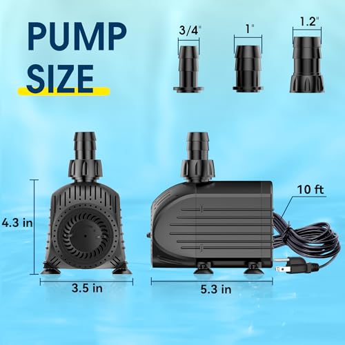 Image of NFESOLAR Ultra Quiet Submersible Water Pump 880GPH Size 5.3Lx3.5Wx4.3H in