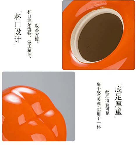 Image of Liang baobao 2pcs Mini Tea Storage Containers ceramic jars with lids persimmon Jar container Orange Ornament for Tea Coffee Food Herb Candy Chocolate Sugar Spices (persimmon)