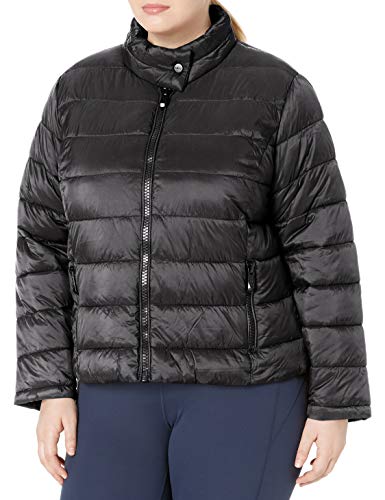 Marc New York Performance Women's Plus Size Super Soft Packable Jacket with Giant Zippers, Black, 1X