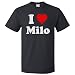 ShirtScope I Love Milo T Shirt I Heart Milo Tee Small Black