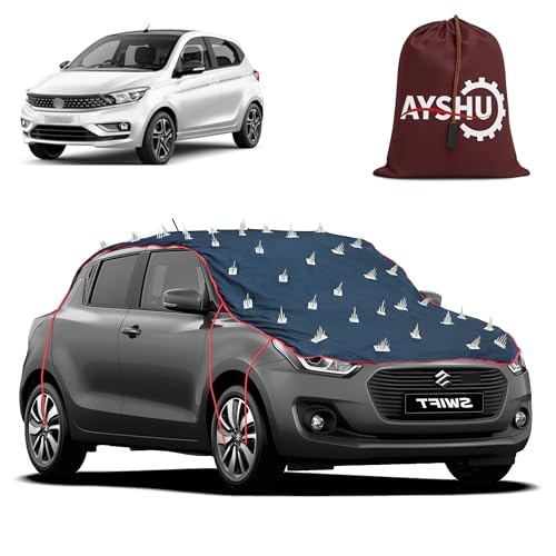 Image of AYSHU Water-Resistant Spike Car Cover for Tata Tiago - Protects from Dogs, Monkeys, Dust, Sunlight & UV - Full Roof Universal Fit