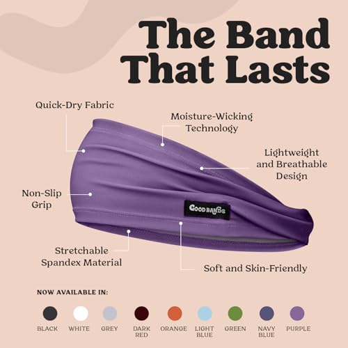Image of Sweatband for Men and Women - Unisex Non Slip Headband that Wicks Moisture and Eliminates Excess Sweat - Durable & Long-Lasting - Running, Sports, Gym