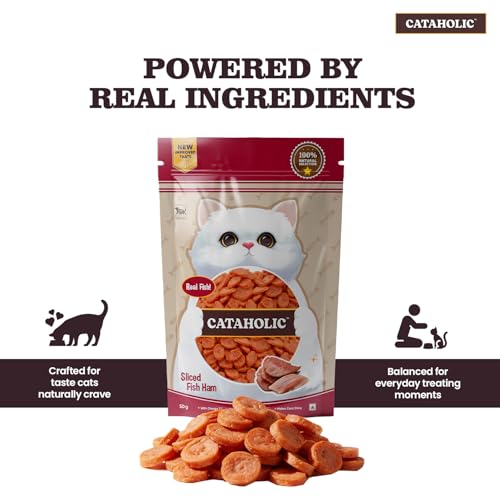 Image of Cataholic Sliced Fish Ham Cat Treats, High Protein Natural Fish Snacks, Soft Chewy Training & Reward Treats for All Cat Breeds, 50 g