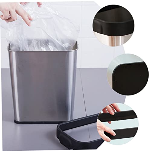 Basurero de acero inoxidable para baño rectangular negro miniatura 5