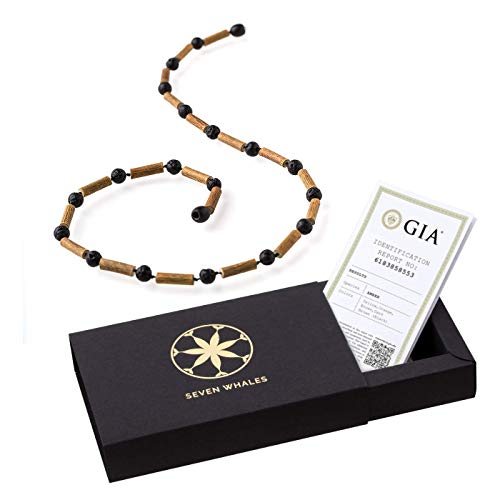 Seven Whales Mini Earthy Inspiration 13 Inch Necklace with Black Lava and Hazelwood