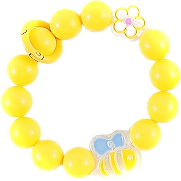 KC Pearl Beads Lanyard Bee Keychain Mobile Chain Charm Hanging, Phone Pendant Wrist Bracelet Holder | Purse, Camera, Mobile Cover Charm Strap Smartphone Case For Girls Women (Yellow)-picture-11