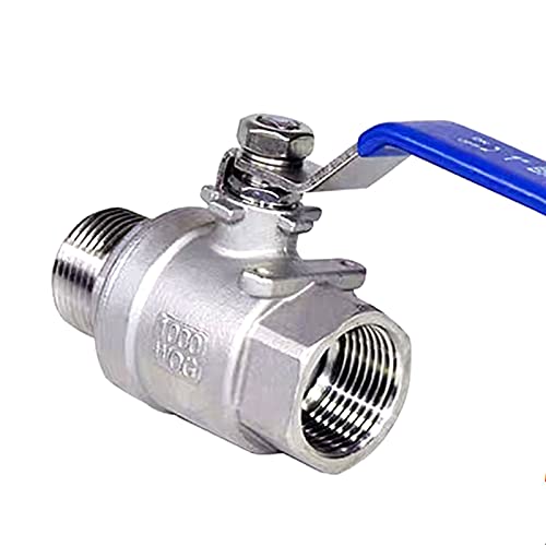 Válvula de bola de 1 pulgada en acero inoxidable 304 de dos piezas con paso total 3