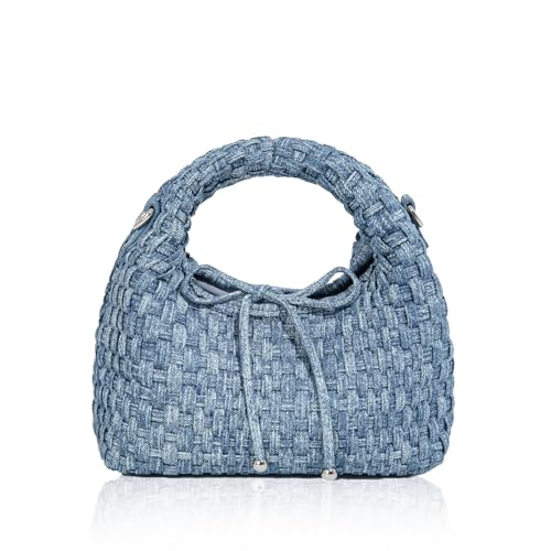 Image of JINMANXUE Fashion Mini Handbag For Women, Woven Tote Bucket Composite Bag Knitting Chain Bags, Crossbody Shoulder Purses