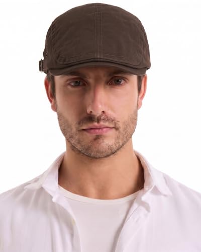 Image of ZLYC Men Cotton Flat Cap Summer Scally Newsboy Beret Driver Hat