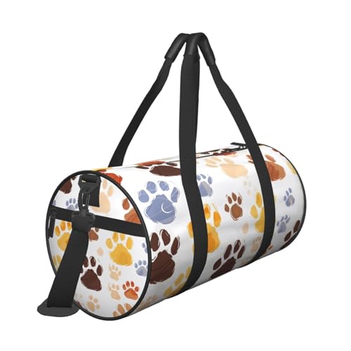 Duffel Bag for Gym Travel Storage Luggage Bag Cute Watercolor Cat Dog Paw Print Sport Duffle Bag With Zipper Weekender Bag3