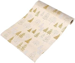 maxgoods Christmas Polyester Printed Table Runner, 14x108, Seats 8-10 People, Christmas Tree Home Table Decor for Winter, Family Dinners, Gatherings, Holiday Parties and Everyday Use, Gold