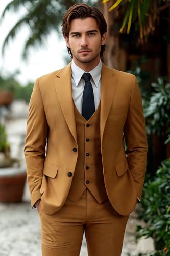 Men Chic Suit Set 3 Pieces Blazer Vest Pants Slim Fit Formal Stretch Fabric Notched Lapel Wedding Outfit for Men2