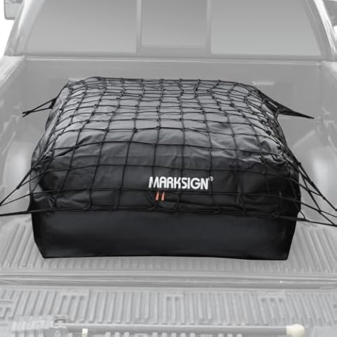 MARKSIGN Truck Bed Bag with Cargo Net, 100% Waterproof Truck Cargo Bag Fits Any Truck Size with 4 Handles, 26 Cubic Feet (51''x40''x22'', Patent Pending) Cover