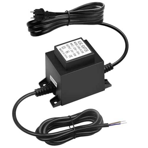 Ingresso e uscita: alimentazione 24V AC/AC corrente alternata, tensione di ingresso: 220V (AC), tensione di uscita: 24V (AC), potenza nominale 5-50W, impermeabile: IP68, cavo 1,5 metri, alimentatore LED