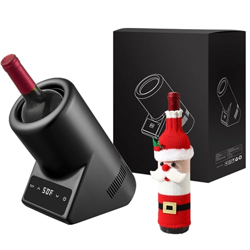 Enfriador de vino eléctrico, cubo para vino tinto y blanco de 750 ml o champán, enfriador de vino de una sola botella, bodegas de vino portátil, enfriador sin hielo en Vino Party Gift