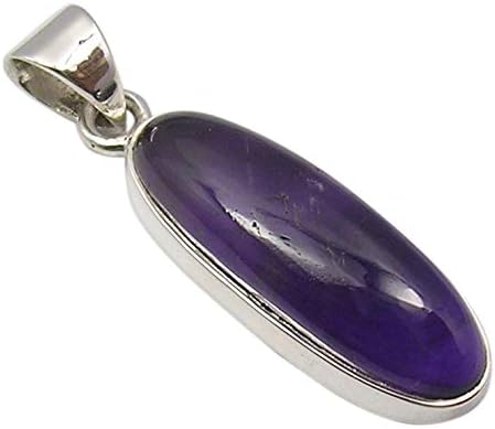 925 Solid Silver 9 x 23 mm Amethyst February Birthstone Pendant 1.3"