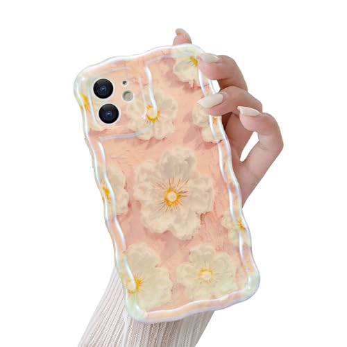 Coque iPhone 11 motif floral peinture à l'huile antichoc rose