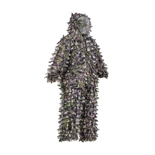 ROCEEEK 3D Leafy Ghillie Suit Camo Hooded Hunting Suit with Detachable Face Mask (Green Woodland, Large-X-Large)