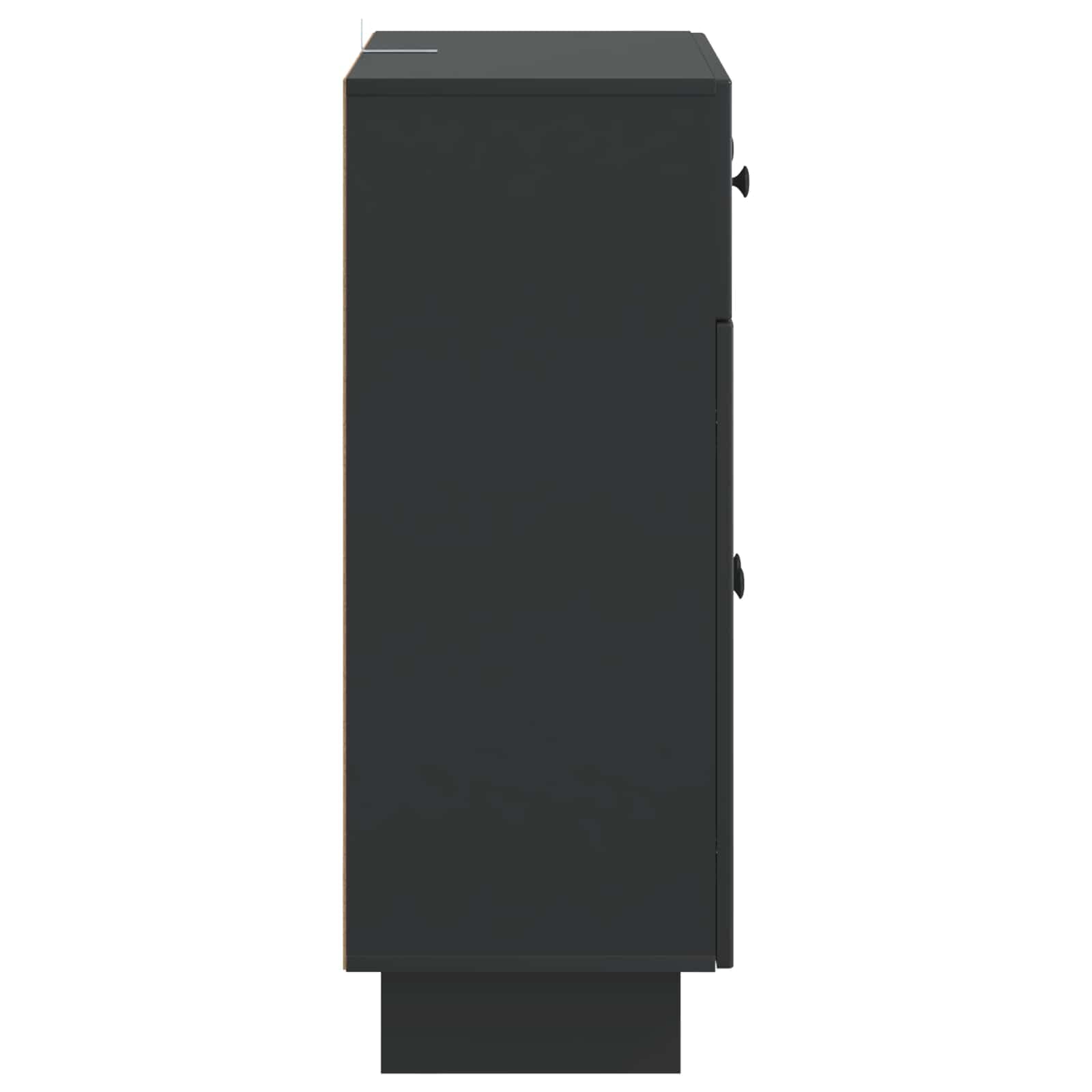 Madera de Ingeniería Resistente Aparador Vintage con Almacenamiento Negro | Aparador Negro 66 x 34,5 x 90 cm Madera de Ingeniería con Cajón, Estantes y Puertas, Armario Vintage con Almacenamiento