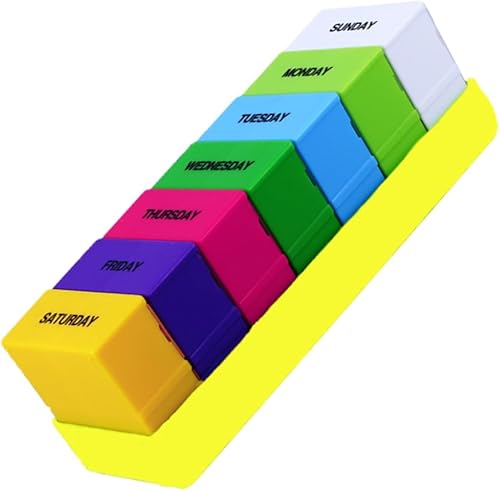 Miniatura 3 de Mobestech Portable 2 Sets 28 Yellows Pill Organizer Pouch The Offic Pill Boxes and Organizer Boxs Useful Pill Case Cubicles Medicine Pill Weekly