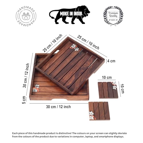 Image of Rustic Rosewood Wooden Serving Tray
