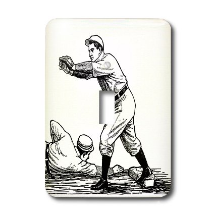 Joueurs de baseball plaque interrupteur a bascule 3drose noir blanc - 3