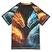 Glaphy Fire Dragon and Ice Dragon Boys Rash Guard Swim Shirt Toddler Short Sleeve Swimwear UPF 50+ Quick Dry Rashguard Shirt