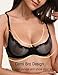 Wingslove Women's Sexy 1/2 Cup Lace Bra Balconette Mesh Underwired Demi Shelf Bra Unlined See Through Bralette (Black, 34B)