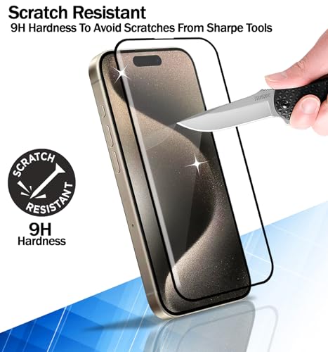 Image of RKINC Tempered Glass [2-Pack] for iPhone 16 Screen Protector film With Edge To Edge Coverage [Easy Installation][Anti-Scratch][Bubble-Free][Anti-Shatter]
