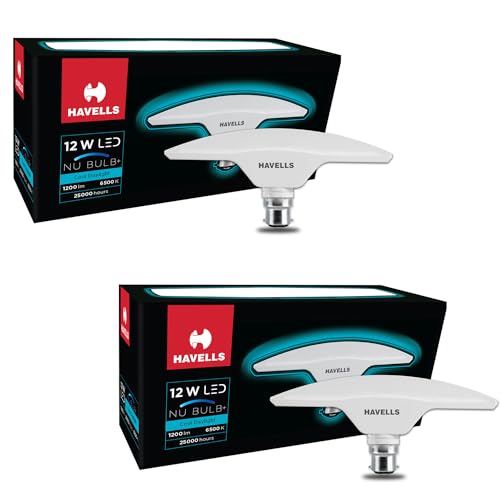 Havells T Shape NU Led Bulb 12W B22 Base|14% Wider Light Spread|100 Lumens Per Watt|Inbuilt 4.0KV Surge Protection| 320 Degree Rotation For Multiple A