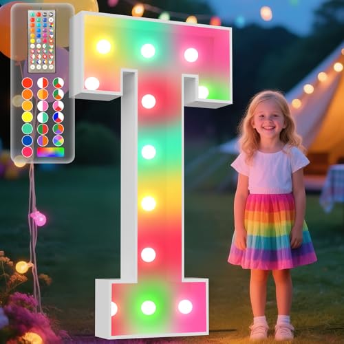 Image of Ledido 4FT Colorful Marquee Light Up Letter T for Party