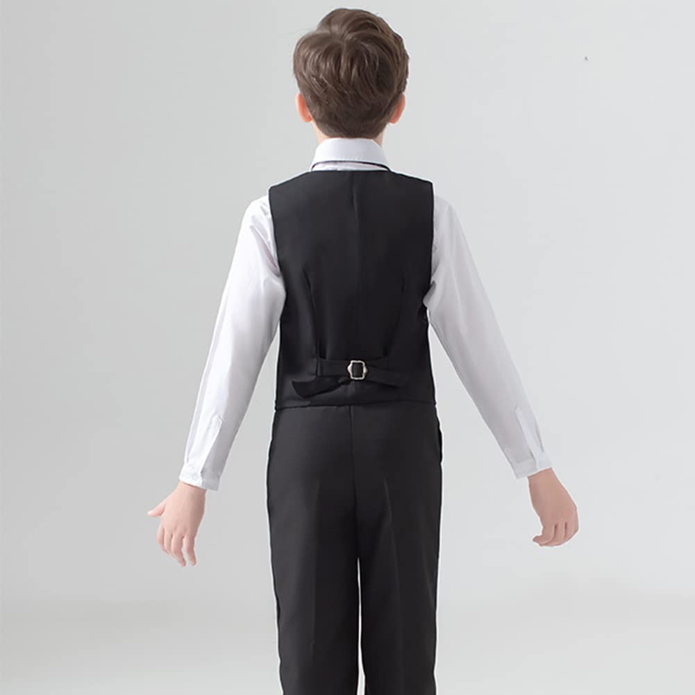 Conjunto de Caballero para Bebés Niños Traje de Bautizo para Primavera Otoño,Trajes de Boda Niño,Conjunto de Traje de 5 Piezas para Niños, Blazer + Chaleco + Camisa + Pantalón + Pajarita