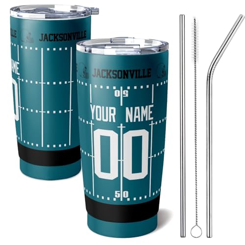 Image of ANTKING Jacksonville Tumbler 20 oz Travel Coffee Cup for Men Women Boy Custom Name Number Gifts