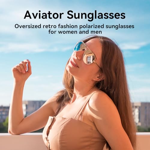 Dollger Polarized Oversized Aviator Sunglasses for Women Men Retro Trendy Lightweight Metal Frame UV Protection Sun Glasses2