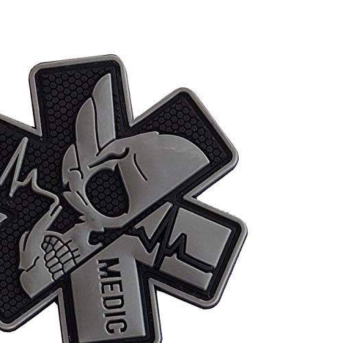 Image of Medic Rubber 3D PVC Patch Medical Paramedic Tactical Morale Badge Patches Hook Fasteners Backing 2.95 x 2.95 Inch Bubble of 2 Pieces