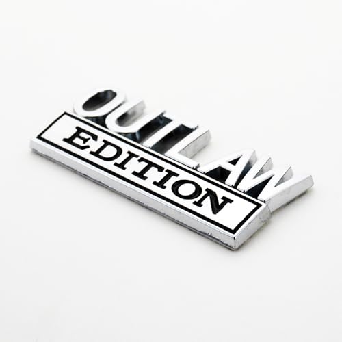 Image of 2Pc Outlaw Edition Emblem 3D Badge Stickers with Double Tape for Cars, Trucks, Motorcycles, Boats (Chrome Black)