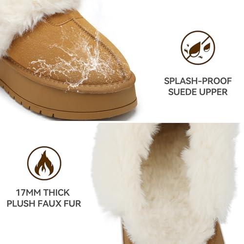 Platform Slippers for Women Winter Snow Mini Boots Suede Warm Lined Shoes Short Ankle Anti-Slip Platform Boots Slip on Home Fuzzy Slippers for Indoor Outdoor4