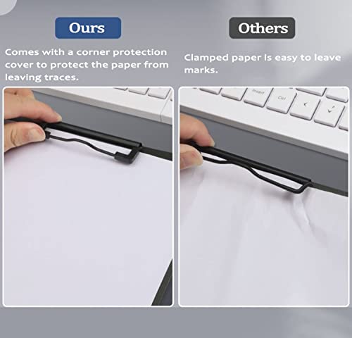 Portapapeles A4 doble clip, para estudio y oficina, portapapeles 3 en 1, gestión de archivos portátiles (3 unidades) (negro) - imagen 6